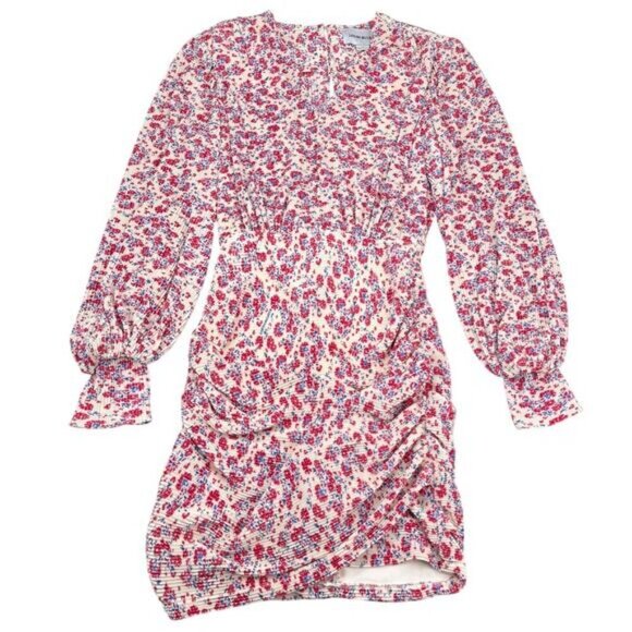 SABINA MUSAYEV Capella Print Pleated Knit Mini Dress XS Ivory Floral Multi Print - Picture 6 of 11